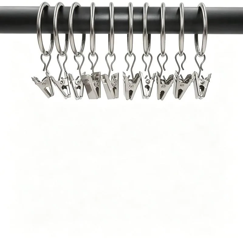 20 pcs 25mm Metal Curtain Hanger Rings, Easy Slide On Rod and Strong Clip Grip, ideal for Bathroom Shower Panels view 6