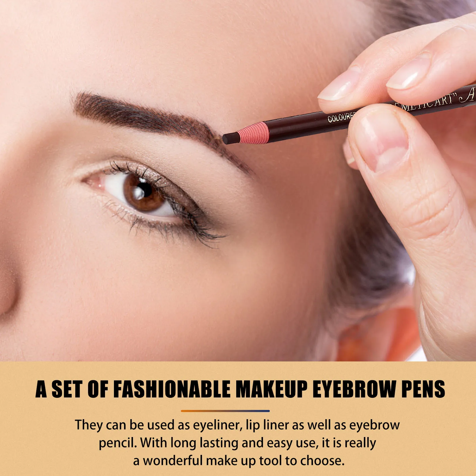 10 stuks waterdichte treklijn wenkbrauwpotloden multi kleur mode wenkbrauw make-up draagbaar cadeau voor vrouwen natuurlijke look