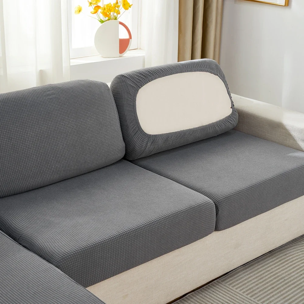 ARMFAVER Waterproof Elastic Sofa Cushion Cover for Living Room Solid L Shaped Corner Sofa Seat  Slipcover for Couch Armchair
