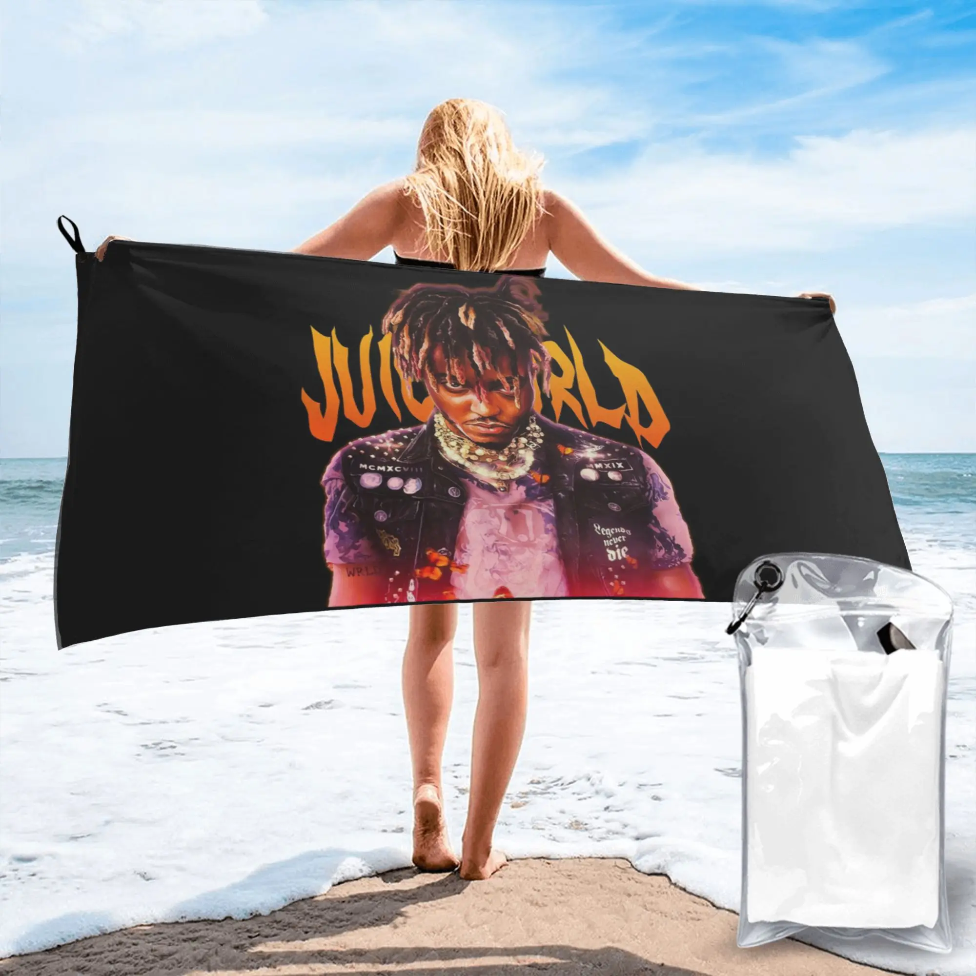 Juice Wrld Streetwear Beach Towel Soft Microfiber Quick Dry Absorbent Quick Towels For Yoga