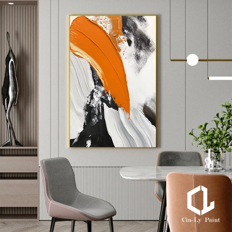 

Handmade Modern Abstract Black White Oil Painting Luxury Wall Art Canvas For Living Room Home Decor Background Hanging Mural