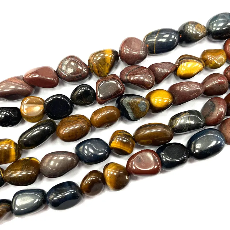 Natural Gemstone Yellow Black Red Tiger Eye 8-10mm Irregular Stone Beads Charms Diy Women Bracelet Necklace for Jewelry Making