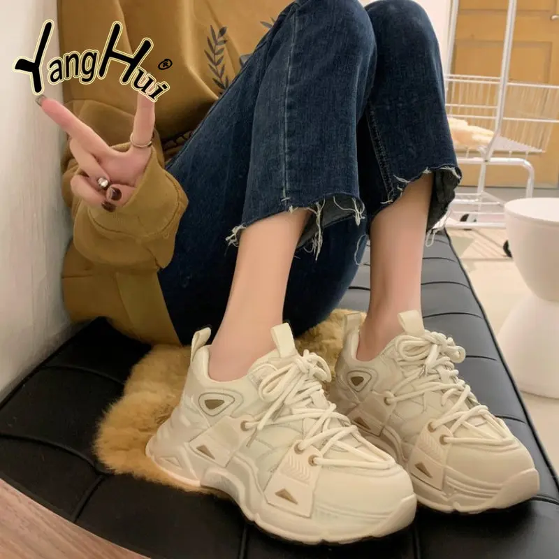 

Women's Shoes with Round Toe Muffin Heel Spring and Summer 2023 New Mesh Breathable Feet Thick Soles Running and Leisure Shoes