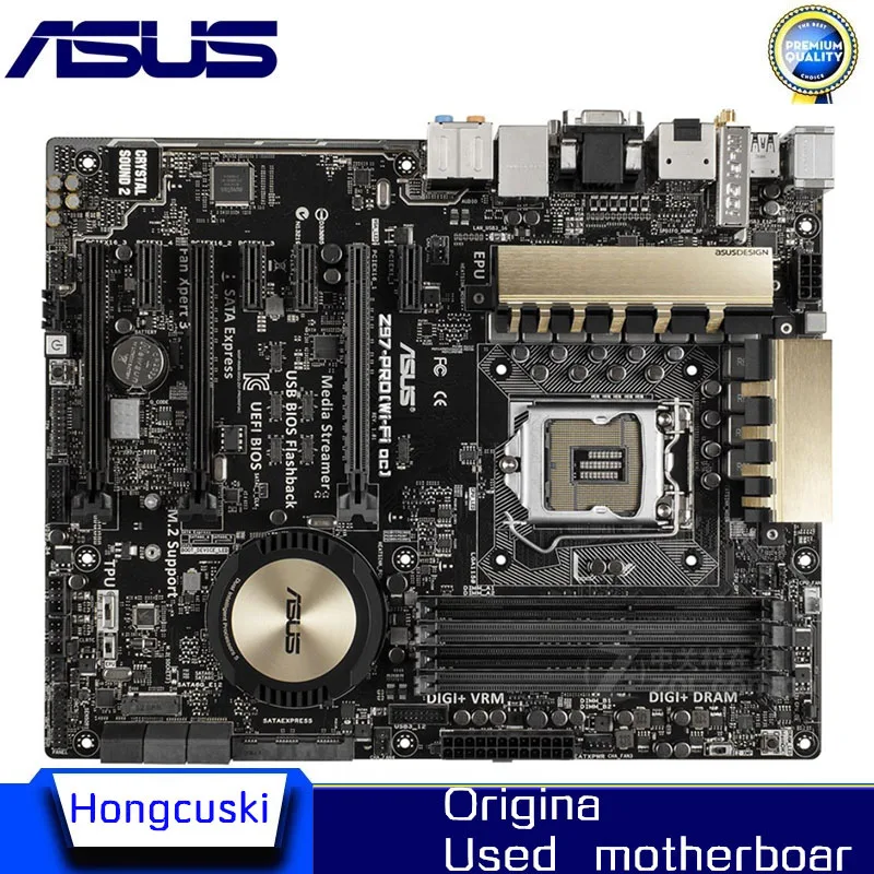 

Материнская плата ASUS Z97-PRO (WI-FI AC) поддерживает LGA 1150 Core i7/i5/i3 с чипсетом Intel Z97 DDR3 PCI-E 3.0 HDMI ATX
