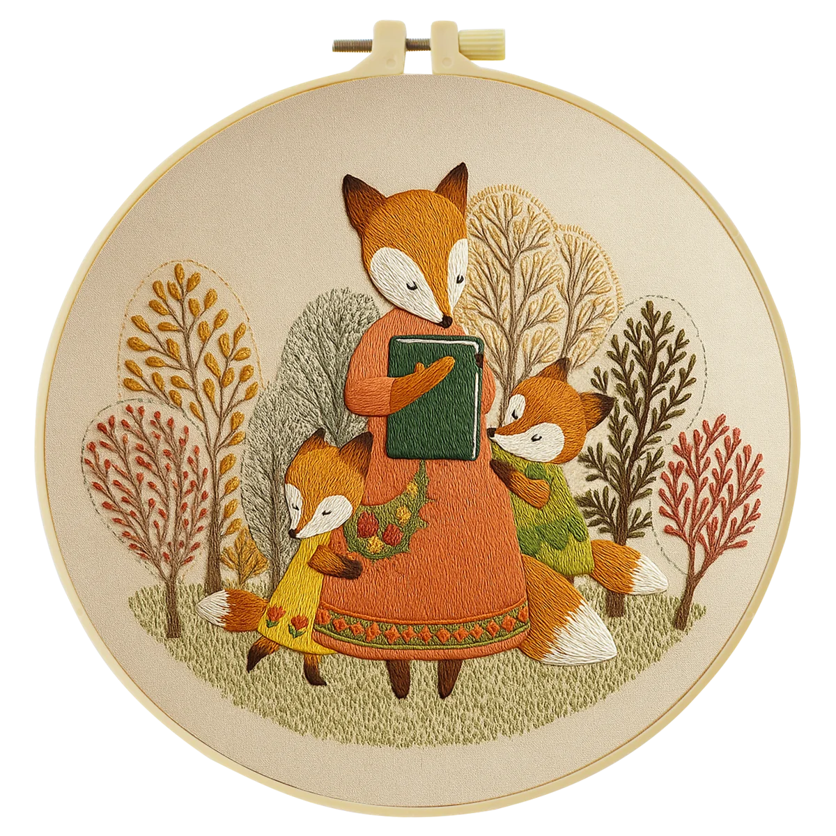 1 Stück 20X20CM/15X15CM 7,87/6,3 Zoll Fuchs-Stickerei-Starter-Kit DIY-Kit DIY-Stickerei-Set für Anfänger Nähkunst – Detail 4