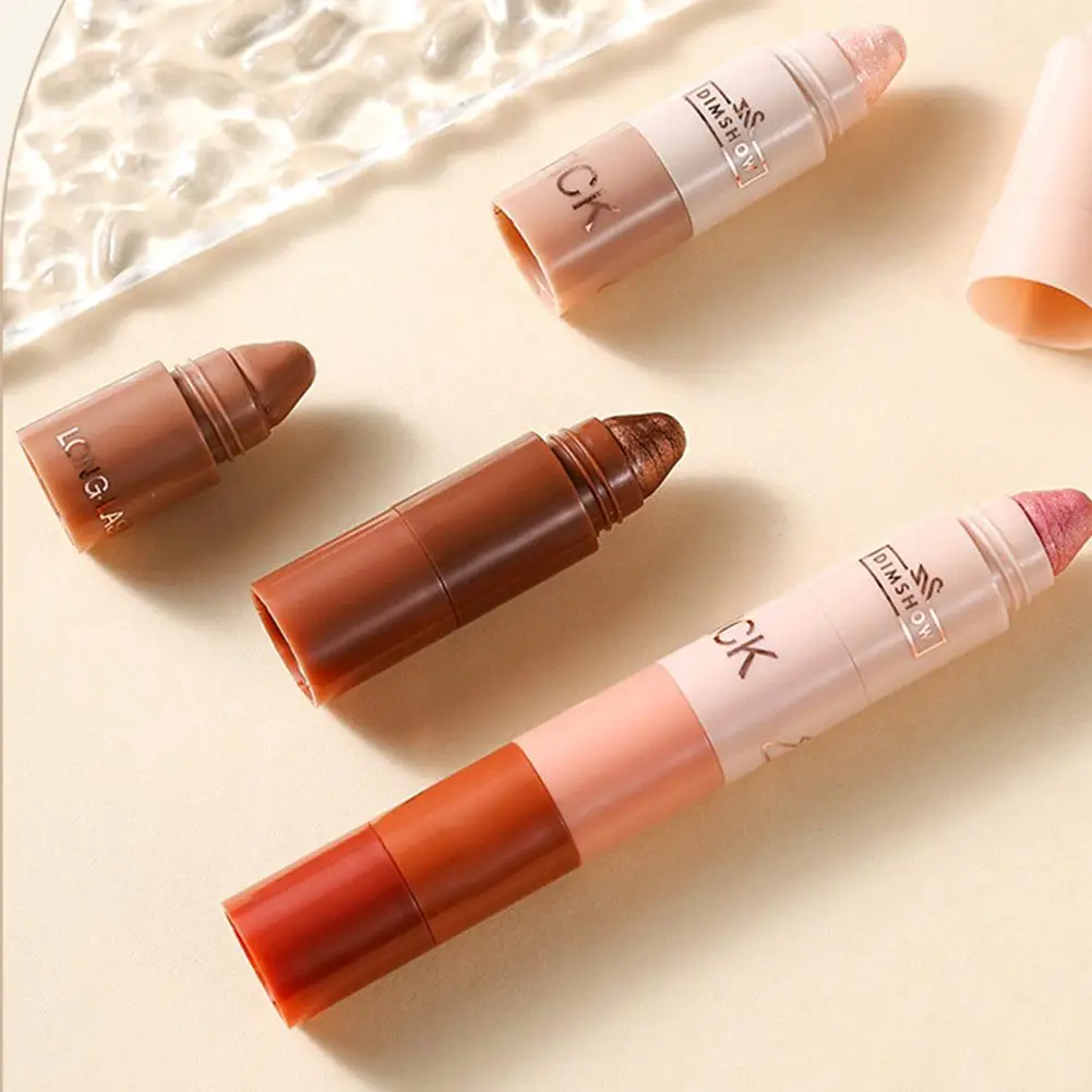 Stylo ombre à paupières longue durée 5 en 1, velours mat, Pigment scintillant, combinaison de maquillage, Mini stylo ombre à paupières rose marron