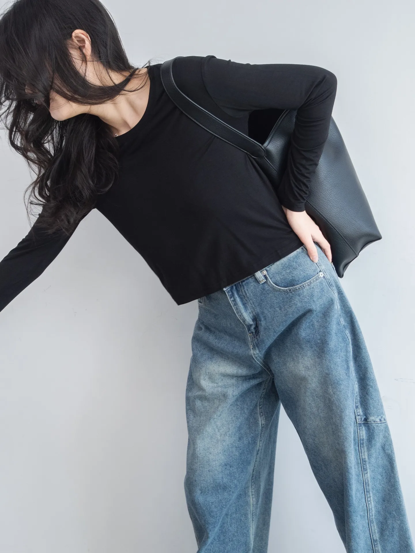 

Весна 2026, женская футболка свободного кроя из модала, круглая, Ne Dance Sle, повседневный дышащий длинный топ све в стиле Bla