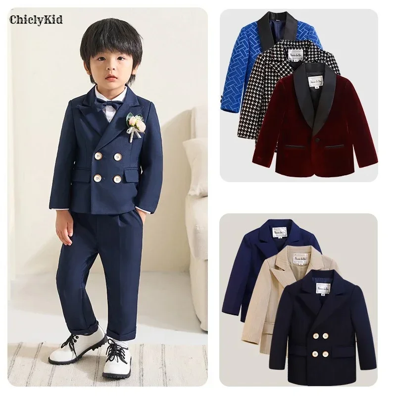 Boys Wedding Tuxedo Suit Jacket Kids Toddler Formal Dress Children Blazer Party Gentleman Morning Coat Tailcoat Top Costumes