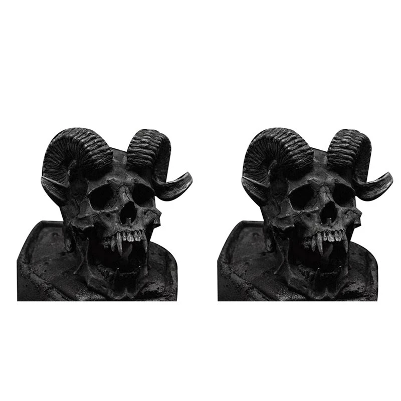 2X Punk Satan Goat Skull Stainless Steel Locomotive Ring Fashionable Men's Gothic Jewelry Gift Skull Personality US11