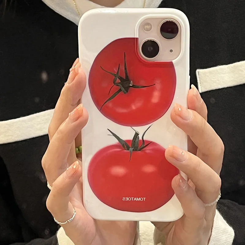 Korea Cute Tomato Pattern Silicone Soft Phone Case For IPhone 12 11 13 Mini 14 Pro XR X XS Max 7 8 Plus Protective Back Cover