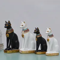 Black Cat Statue Ornament Egyptian Figurine Statue Decoration Vintage Cat Goddess Statue Home Garden Mini Animal Ornament