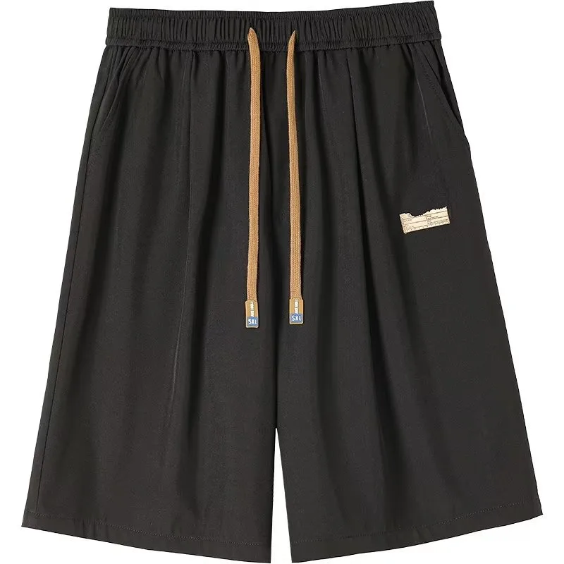 Youth Summer Ice Silk Thin Loose Casual Five-Quarter Baskeall Sports Pants for Teenage Boys Comfortable Breathable Loose Fit