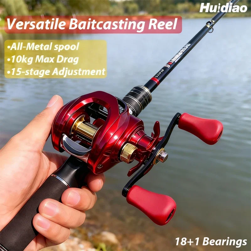 Huidiao Rundum-Baitcasting-Rolle N48 Magnetbremse Anti-Backlash Low-Profile-Gussrolle 7,2:1 Übersetzungsverhältnis für Barschforellen