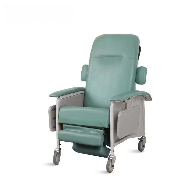 

SKE941 SAIKANG Mobile hospital medical folding manual elderly recliner, synthetic leather 200kg load-bearing