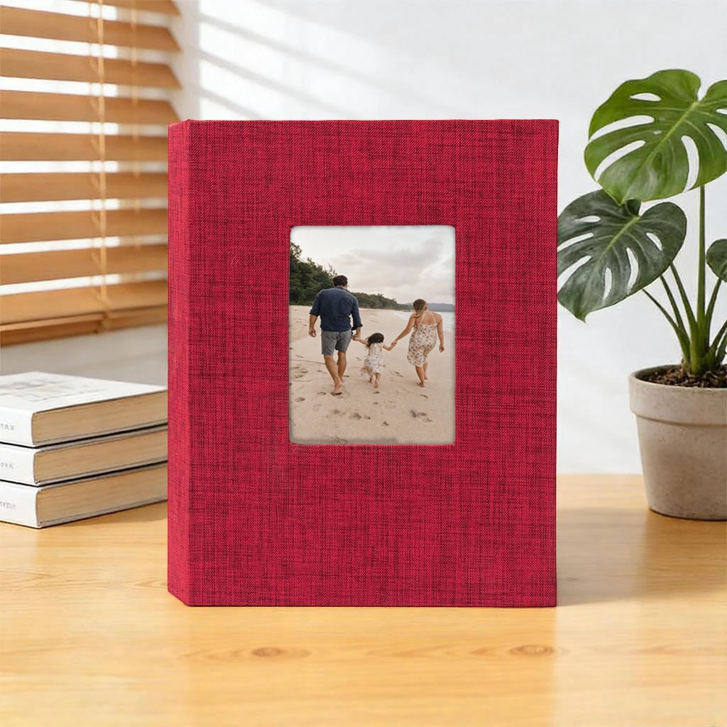 Multi-color Linen Front Window Photo Album 6 Inch 104 Pockets, Baby Family Memory Book image 3