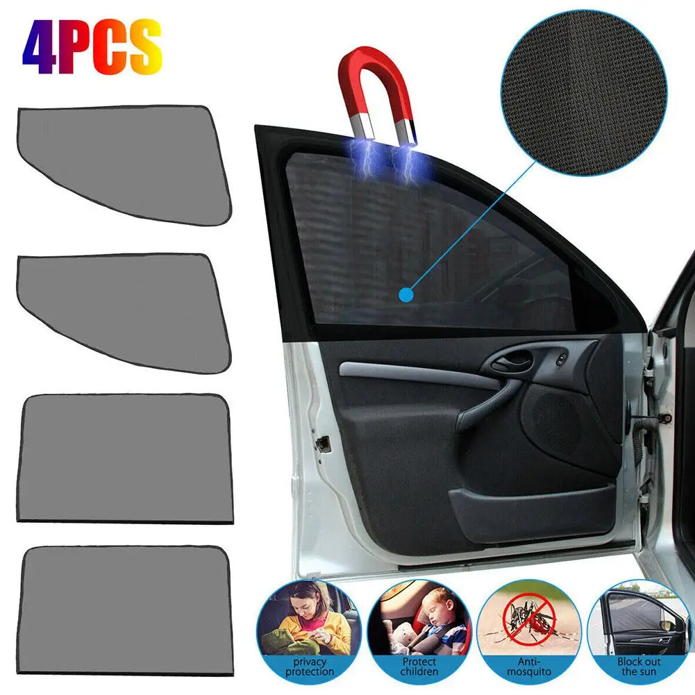 Car Magnetic Sun Shade Cover Side Window Sunshade UV Blackout Car Mesh Black Film Curtain Full Accessories Blackout Protect P8F0