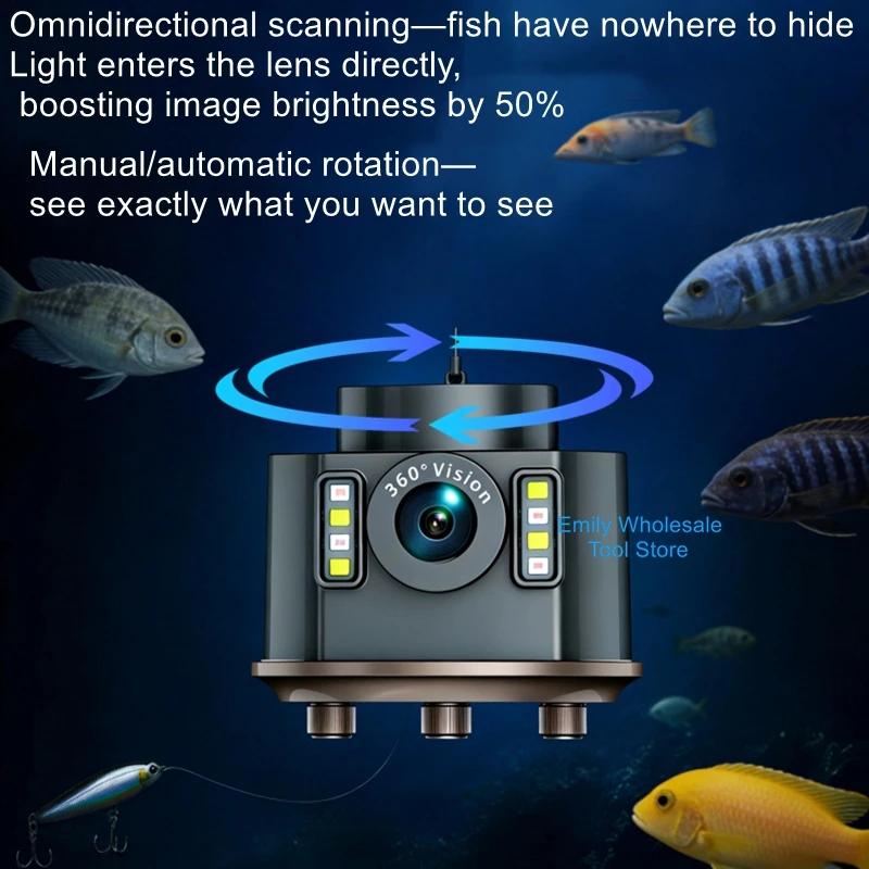 360° Underwater Rotating Fish Finder: Panoramic, Coverless, High-Definition Fishing Camera for Viewing Fish Underwater