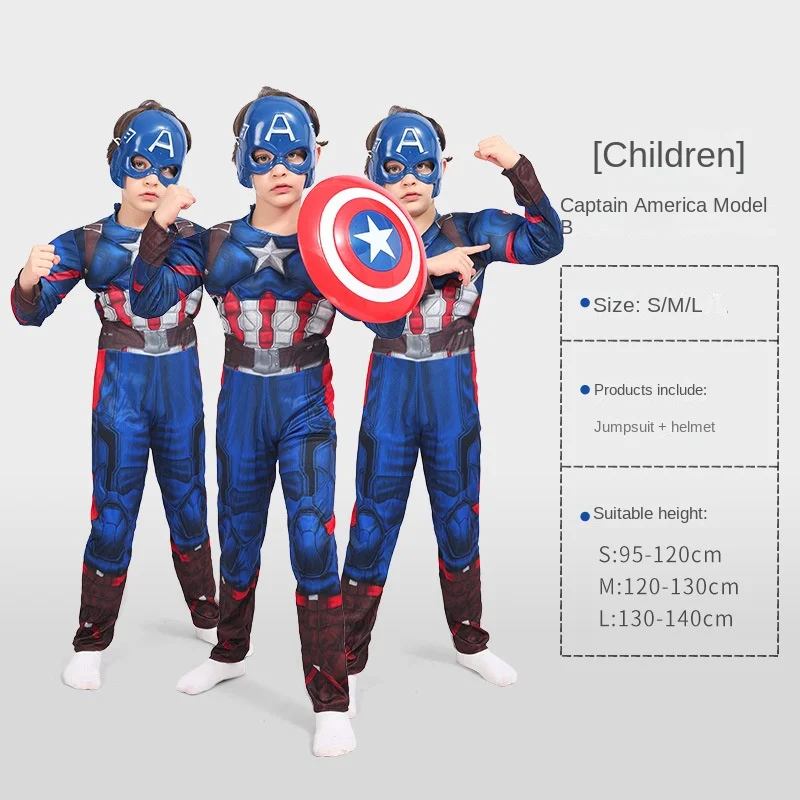 Bambini supereroe Cosplay Muscle Costume Movie Avengers Captain America Iron Man Fantasy outfit carnevale di Halloween per ragazzi e ragazze