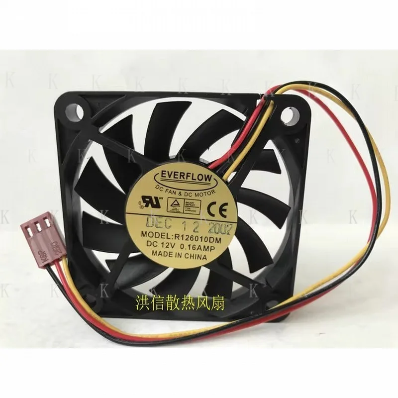 C  FOR 1PCS EVERFLOW R126010DM DC12V 0.16A 60*60*10MM 3-Pin Silent Cooling Fan