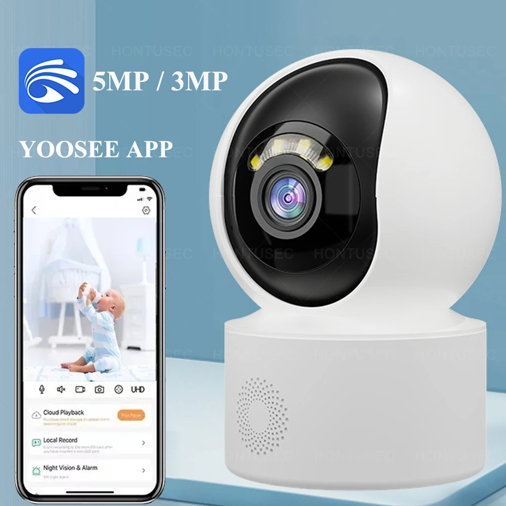 Yoosee 5MP WiFi Security PTZ Indoor IP Camera 3MP Smart Home Color Night Vision Human Detect Auto Tracking Surveillance Cameras