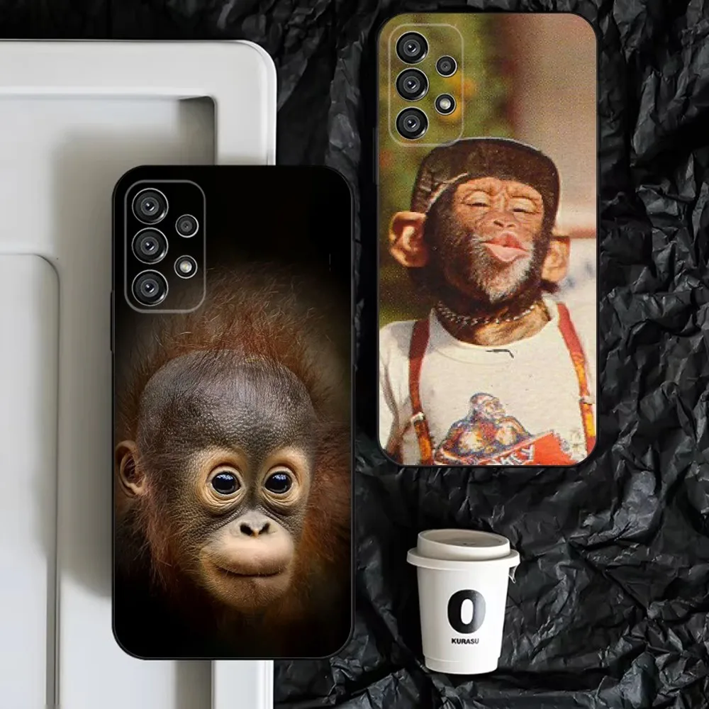 

monkey funny Phone Case For Samsung S25,S24,S23,S22,S21,S20,S10,Ultra,Plus,Lite,FE,Soft Silicone Black Cover