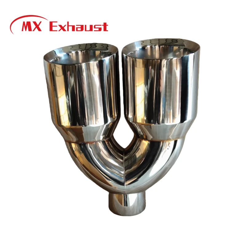 Muffler Tips Exhaust Dual Tip Polished Stainless Steel Double Wall ID: 2.5, 3, 4 Inch/OD: 5, 6 Inch/ Length: 14