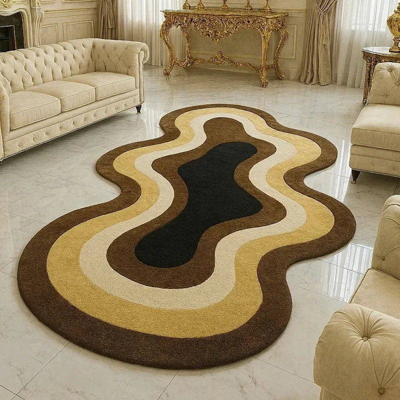 

Irregular Carpets for Living Room Modern Style Bedroom Decor Carpet Thicken Lounge Anti-slip Floor Mat Fluffy Plush Bedside Rug