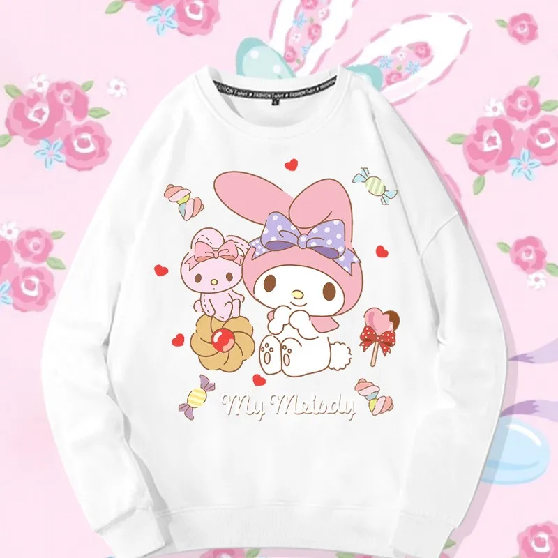 

Melody Co-name Crewneck Hoodie Women's Japanese Sanrio Anime Around Loose All-matching Girls Clothes