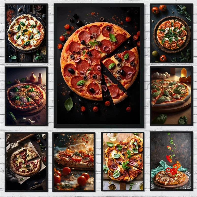 Multiple sizes 1pc frameless Canvas Painting,Delicious Pizza Wall Art Poster Healing Temptation Food Canvas Prints Painting Rest