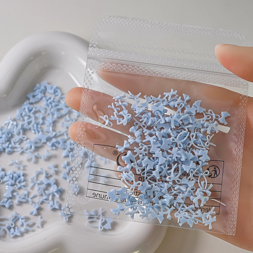 100 قطعة ثلاثية الأبعاد الطفل الأزرق مختلط Bowknot مسمار الفن زينة الراتنج الحلو الشريط الانحناء الأظافر السحر DIY بها بنفسك الحرف مانيكير اكسسوارات #3