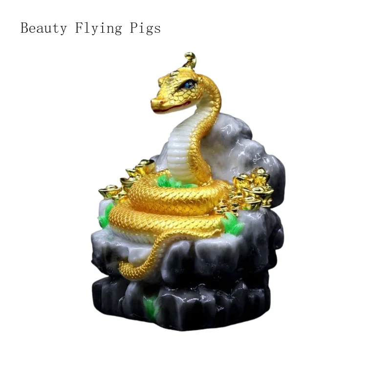 

1PCS 30CM Stone Handmade Chinese Creative Animal Snake Home Furnishings Living Room Entrance Desk Ornament Gift