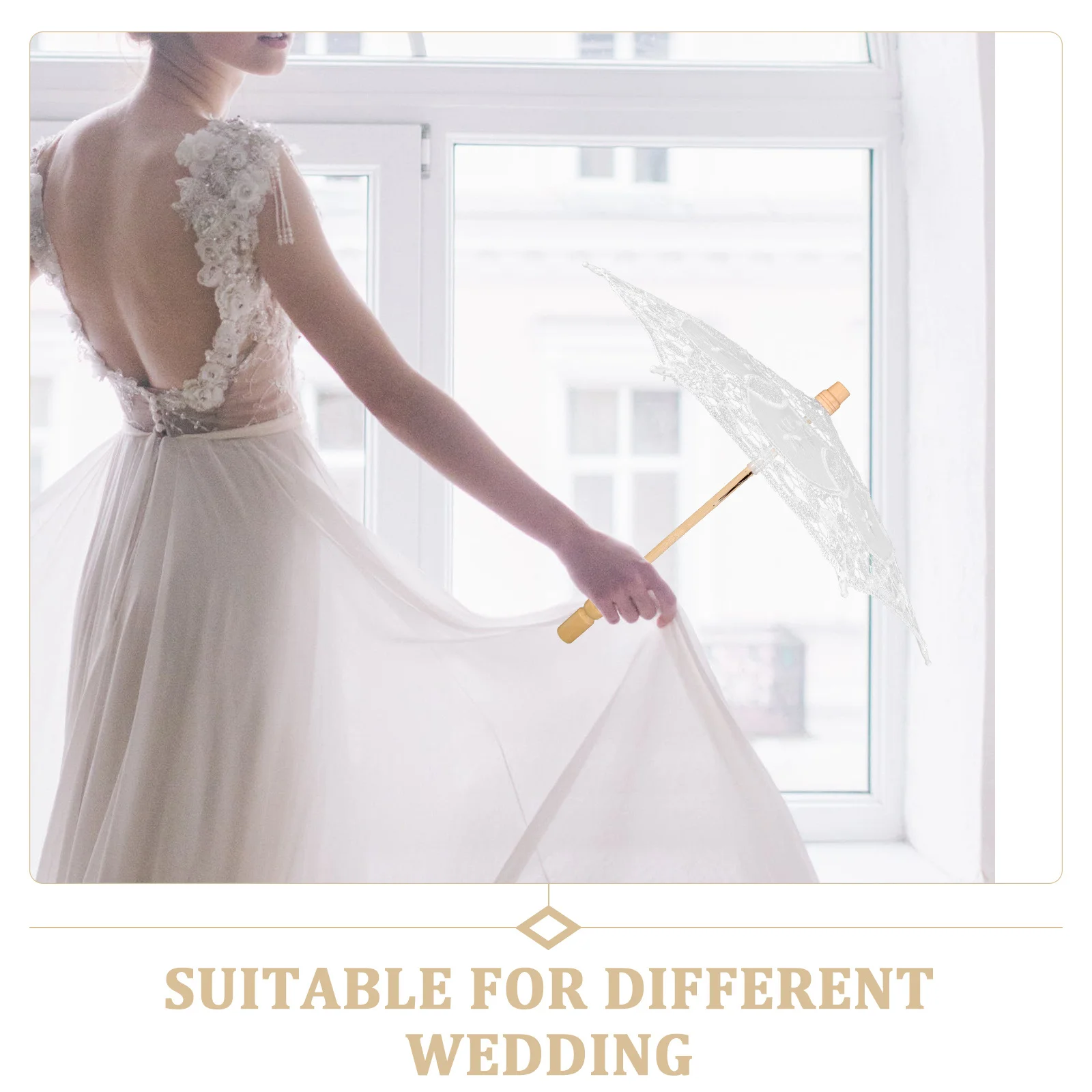 الدانتيل والتطريز الزفاف القطن مظلة خفيفة الوزن الزفاف المظلة التصوير الدعامة تغطية كبيرة العروس الديكور خمر #4