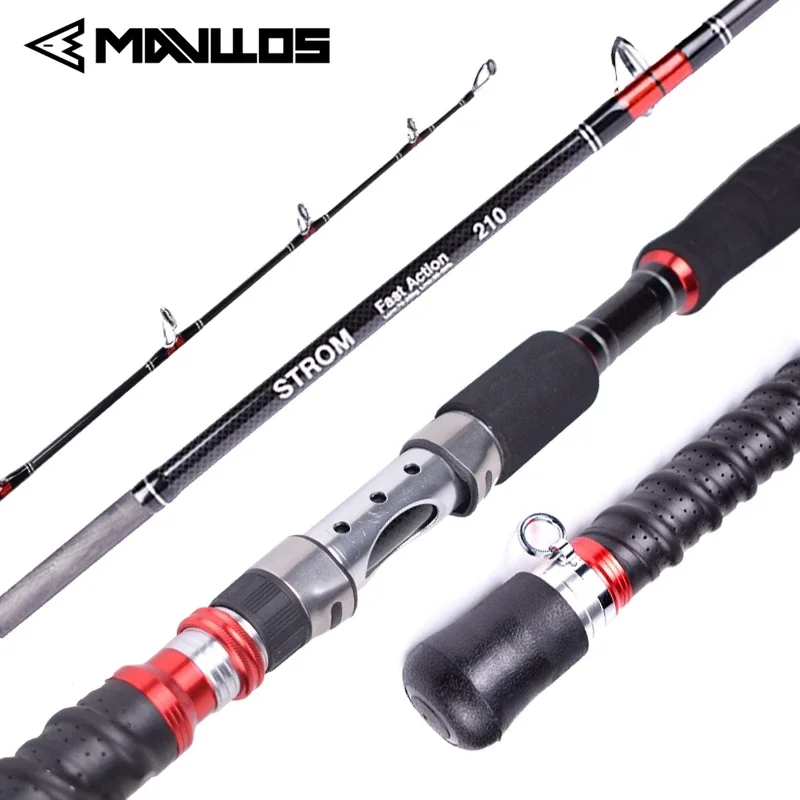 Imagem -02 - Mavllos Storm Jigging Rod para Pesca de Atum Ponta de Carbono Água Salgada Spinning Rod Seção 1.8m 2.1m Lure 70250g 2050lb