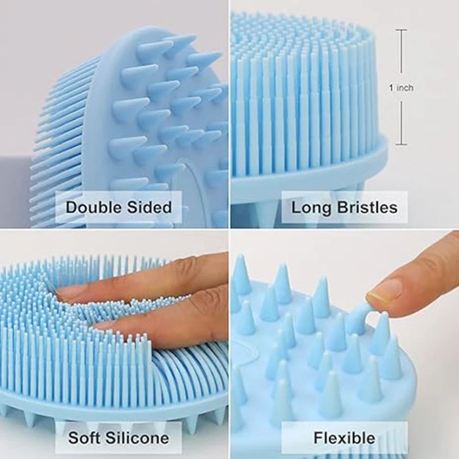 1/2PCS Silicone Shower Brush Hooked Double Side Scrubbing Massage Brush Bath Brush Children Sensory Tactile Brush