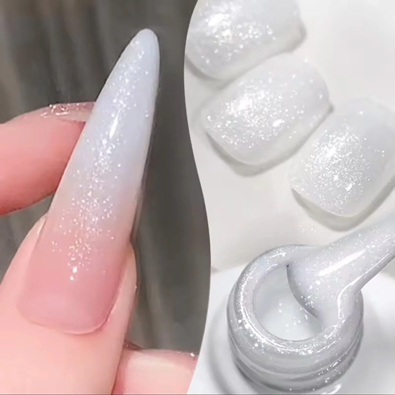 MIANEL 12ML 1 Stück Hochglanz Milchweiß Glitzer Gel Nagellack Niedliche Nägel Stroboskop Weiß Diamant Nagellack Nagelzubehör