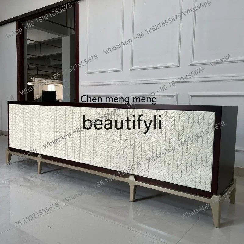 

N178 G American light luxury shell TV cabinet French solid wood gold-painted beef bone TV cabinet