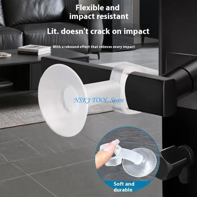 L8RC 10pcs Transparents Silicone Door Stoppers Without Drill Adhesive Wall Protectors for Home Office Use
