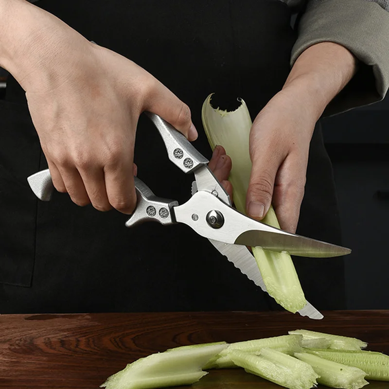 4Cr Stainless Steel Kitchen Scissors - Chicken Bone Shears Duck Fish Cutter Scale Clean Knife Fish Scissors for Kitchen Gadgets