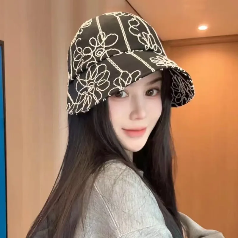 

Летний женский берет, новинка 2025, большая окружность головы, маленькая восьмиугольная шляпа с изображением лица, универсальная тонкая кепка с вышивкой, прилив