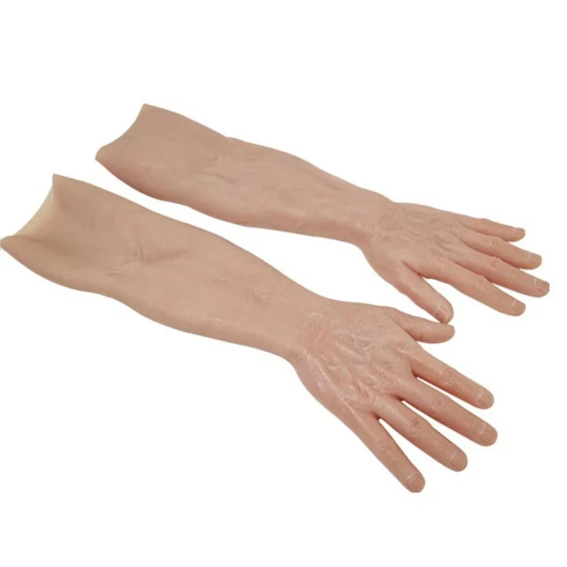 Artificial Silicone Male Hand Sleeve Muscle Hands for Crossdresser Realistic Silicone Man Hands Cover