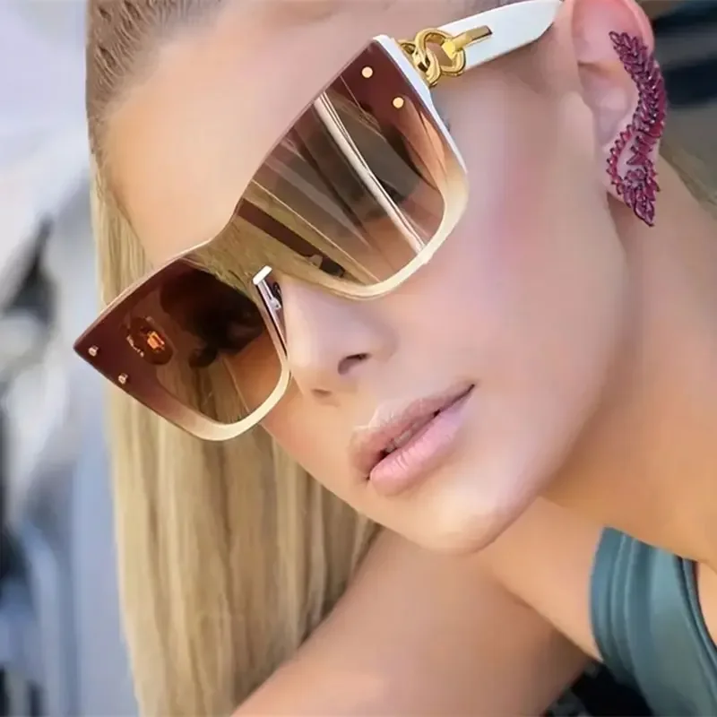 2025 New Fashion Big Frame Cat Eye Sunglasses For Ladies Street Shot Fashionable Sunglasses for Women Driving Shades UV400 image 3