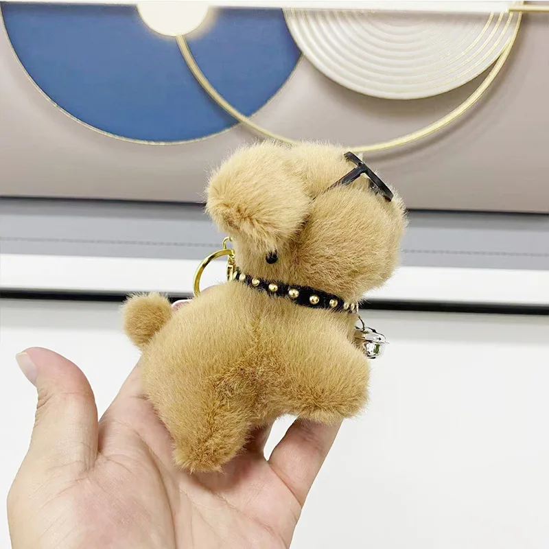 10cm Cute Glasses Dog Plush  Doll Key Chain Key Ring Bag Charms Cartoon Puppy Pendant Cartoon Design Pendant Children's Gifts