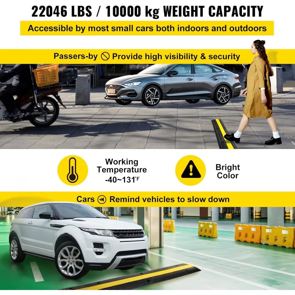 4 حزمة من 1-قناة المطاط كابل حامي سلالم الثقيلة 18000Lbs الحمولة سلك كابل غطاء الحبل منحدر سرعة عثرة