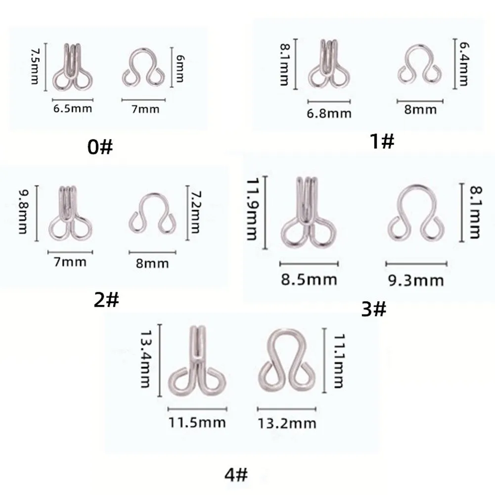 Metal Hook and Eye Fasteners 240 Pairs 12.5 15 17mm Black Silver Low Profile Design for Invisible Seam Closure on Light Fabrics