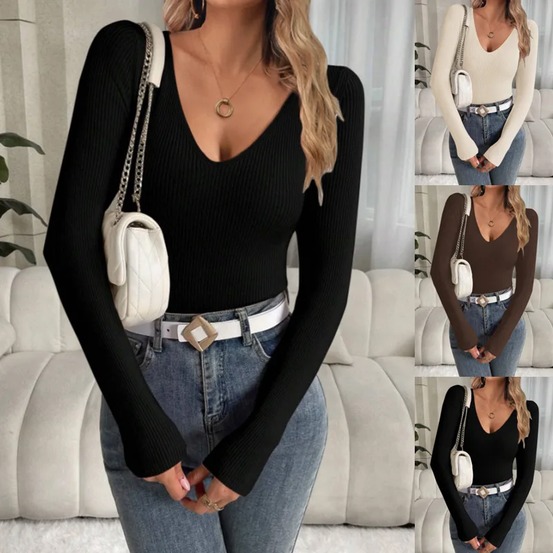 

Женский вязаный пуловер с v-образным вырезом, свитер в европейском и американском стиле, сексуальный топ, одежда Independent Station