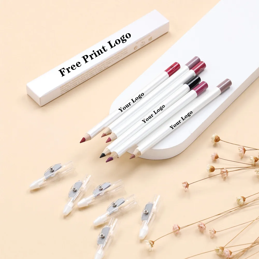 

Free Private Label Lip Liner Wholesale Bulk Makeup Lipliner With Sharpener Waterproof Custom Black Brown Vegan Lip Pencil