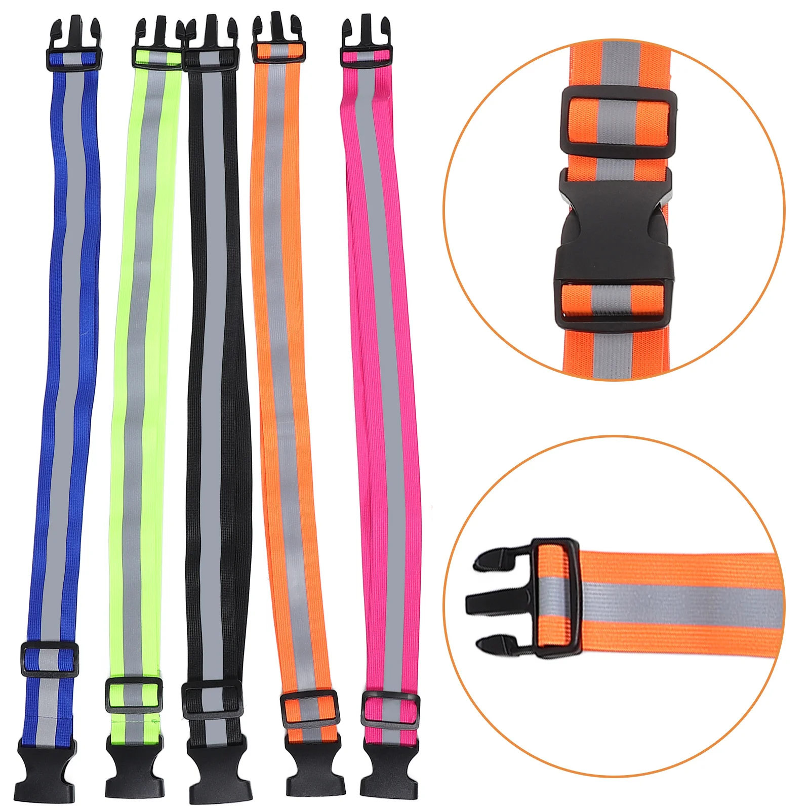 

5pcs Night Visible Reflective Running Belt Strap High Visibility Band For Cycling Walking Jogging Led Belt
