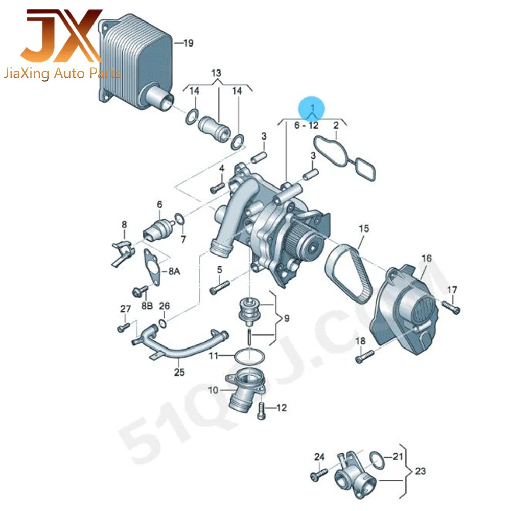 1,8 T 2,0 T EA888 Kühlwasserpumpe Thermostat Montage Riemen Unterlegscheibe Kit 06H 121026 für Passat Golf A4 Q5 TT 06A 919501 A 06H 121605 E – Detail 3