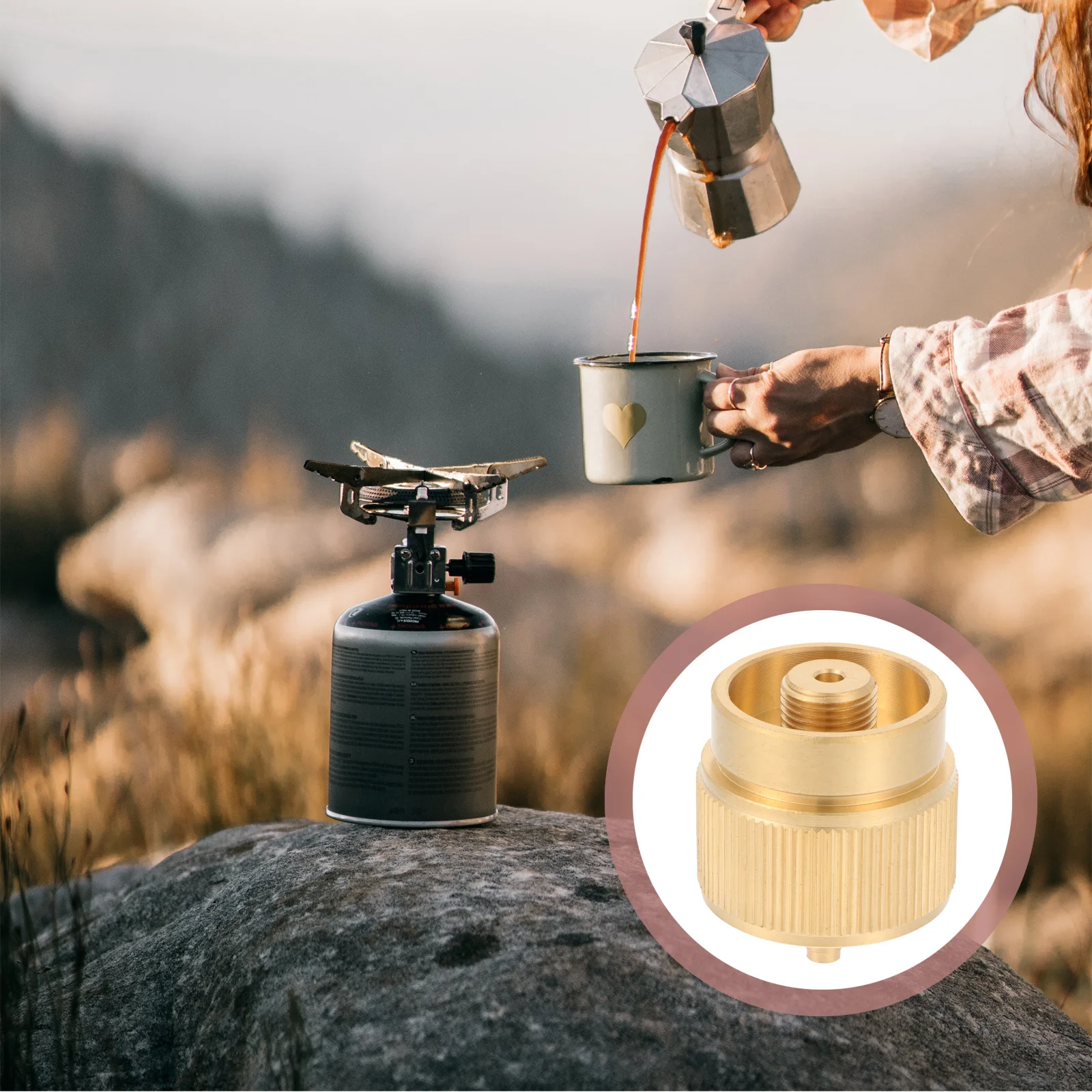 อะแดปเตอร์โพรเพนแบบพกพา ตัวแปลงถังแก๊สทองแดงขนาดเล็ก อุปกรณ์ตั้งแคมป์ ติดตั้งง่าย ใช้งานสะดวก น้ำหนักเบา สะดวกในการเดินทาง