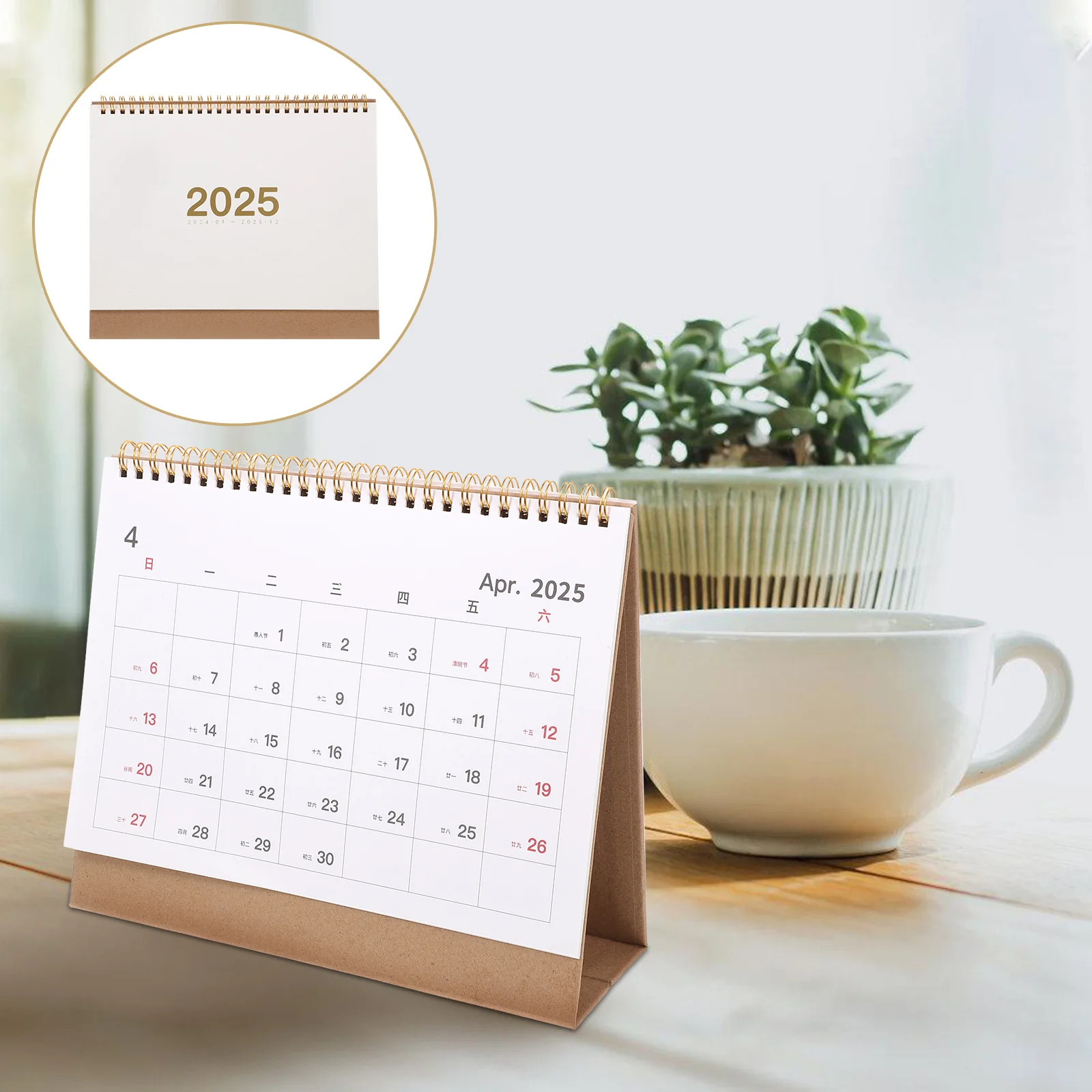 

2025 Desk Calendar Flip Desktop Calendar with Stand Up Design for New Year Monthly Scheduling Wirebound Table Calendar for Offic